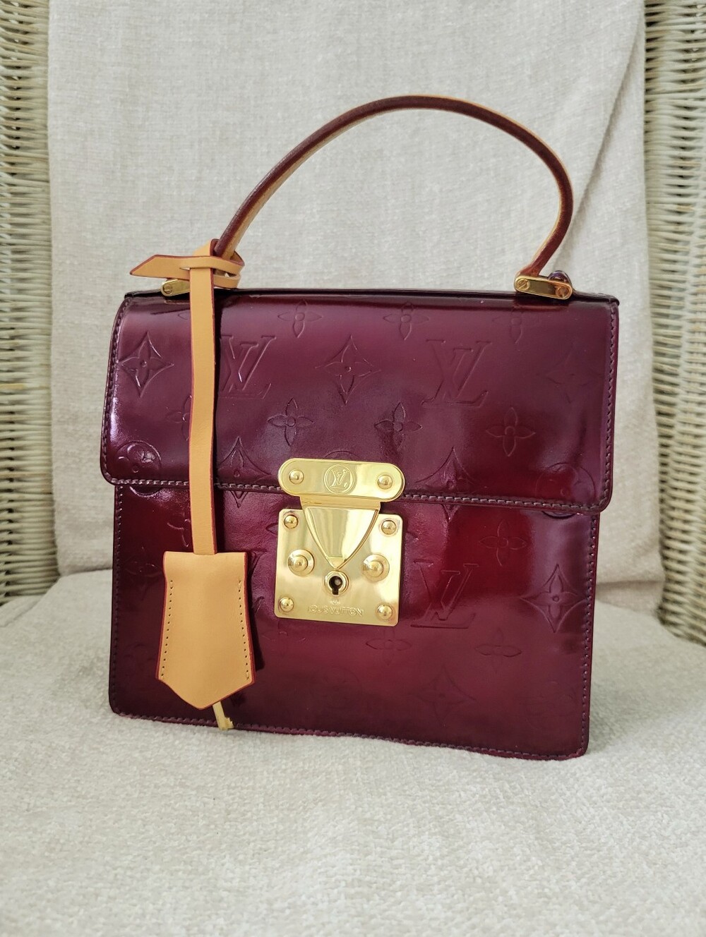 Louis Vuitton Vernis Burgundy Top Handle Satchel Spring Street Bag